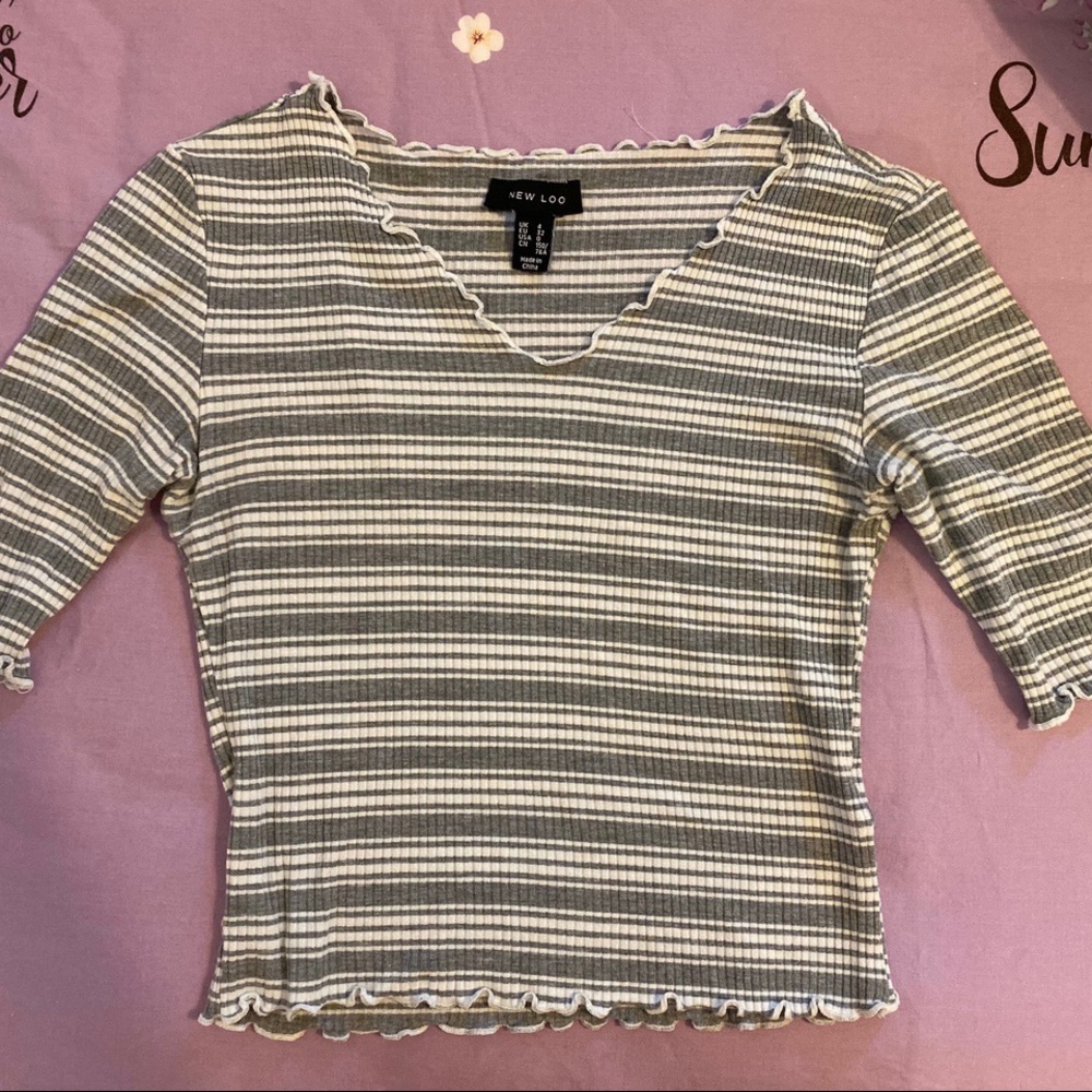Striped mid sleeve tee